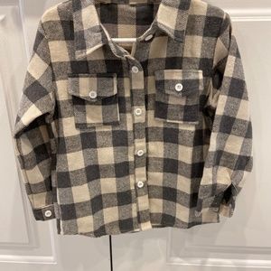 Brand New Grey & White Kids Flannel Shirt 3T